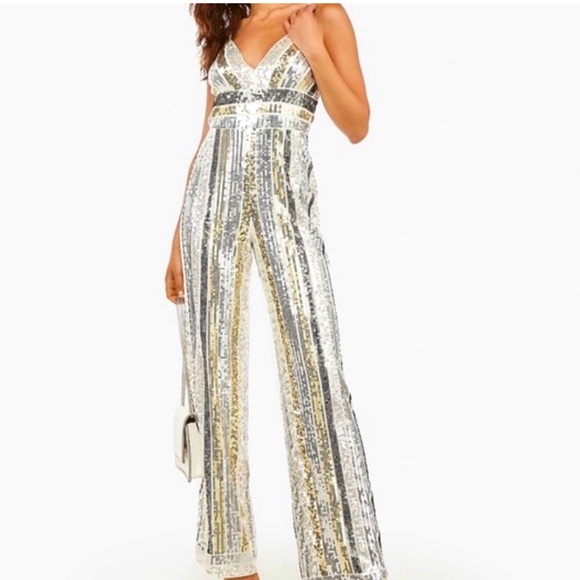 EXPRESS Sequin Wide Leg Jumpsuit - Picture 1 of 4